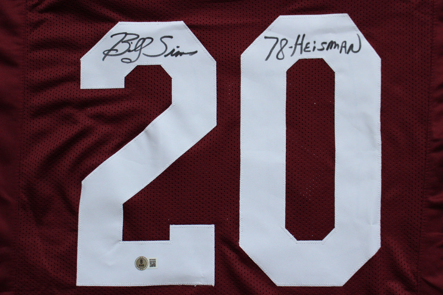 BILLY SIMS OU OKLAHOMA SOONERS SIGNED FOOTBALL JERSEY w/78 HEISMAN Lions BAS COA