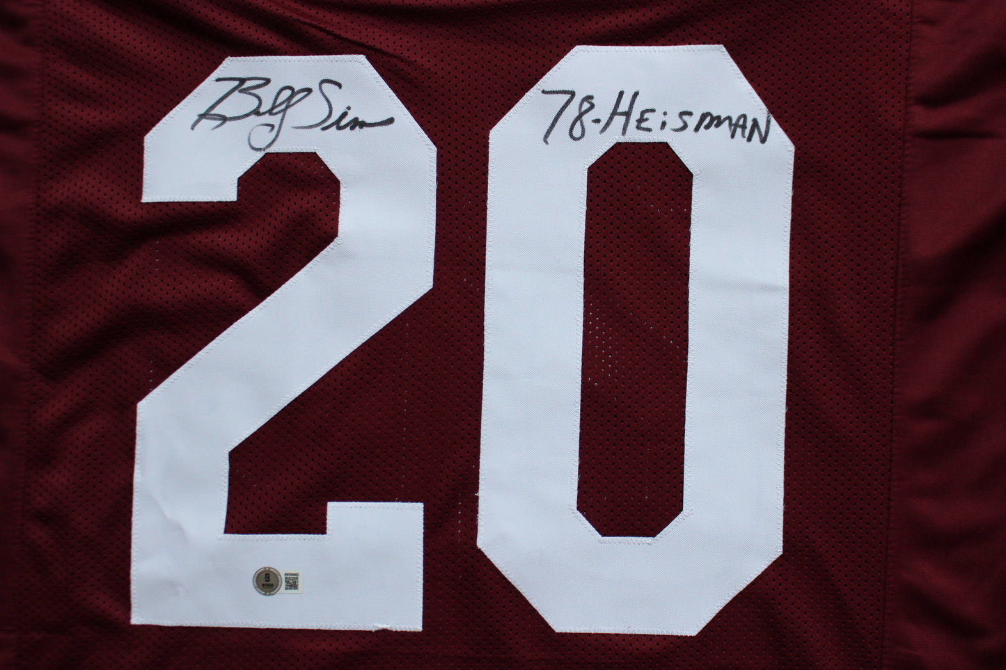 BILLY SIMS OU OKLAHOMA SOONERS SIGNED FOOTBALL JERSEY w/78 HEISMAN Lions BAS COA