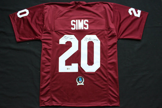 BILLY SIMS OU OKLAHOMA SOONERS SIGNED FOOTBALL JERSEY w/78 HEISMAN Lions BAS COA