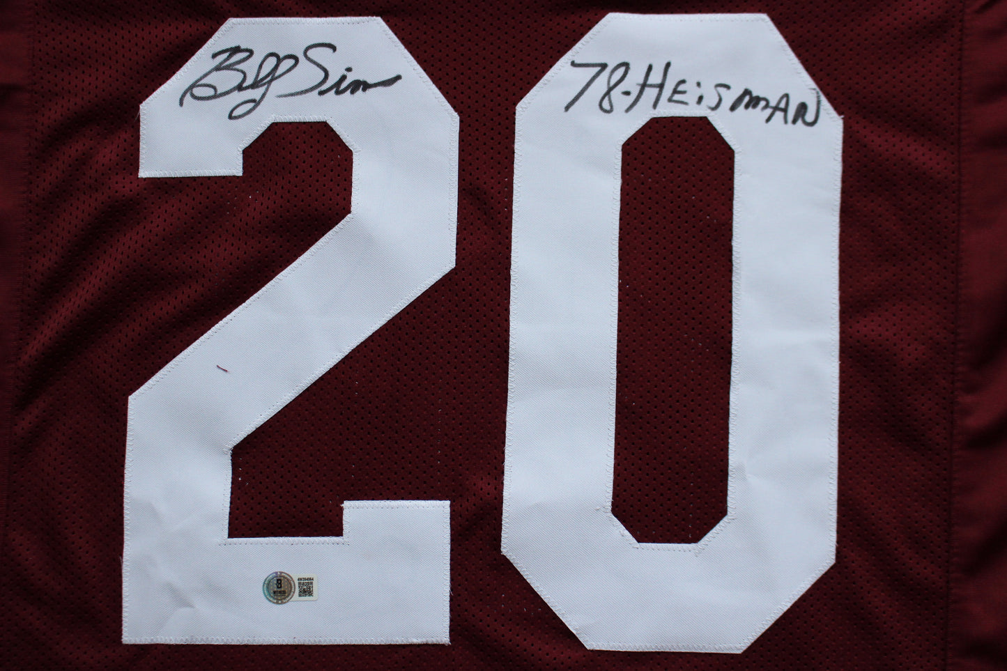 BILLY SIMS OU OKLAHOMA SOONERS SIGNED FOOTBALL JERSEY w/78 HEISMAN Lions BAS COA