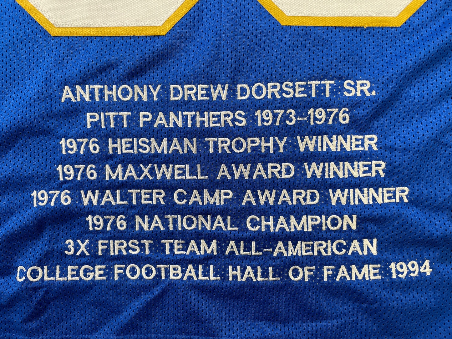 TONY DORSETT PITT PANTHERS SIGNED STAT JERSEY Dallas Cowboys XL JSA COA