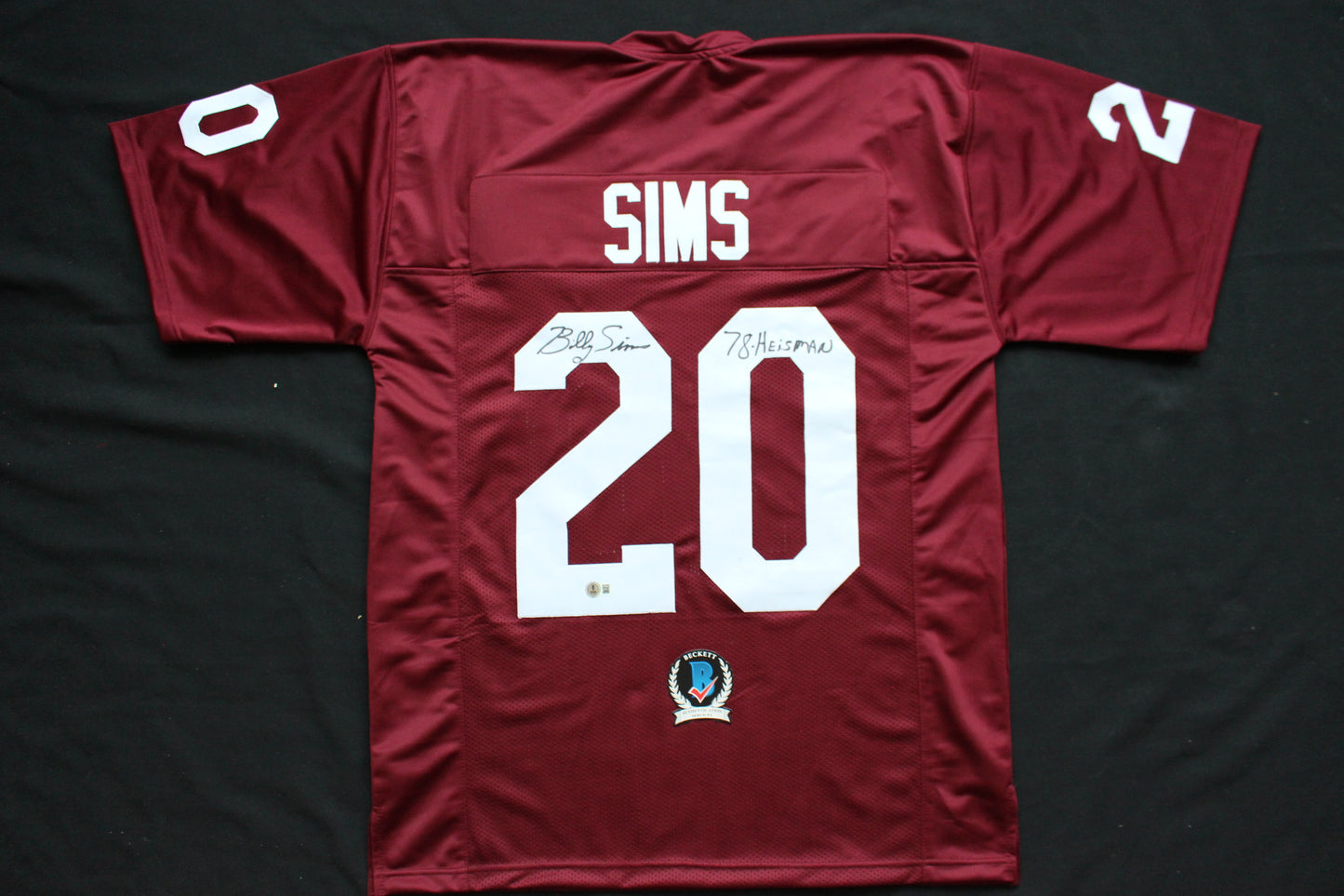 BILLY SIMS OU OKLAHOMA SOONERS SIGNED FOOTBALL JERSEY w/78 HEISMAN Lions BAS COA