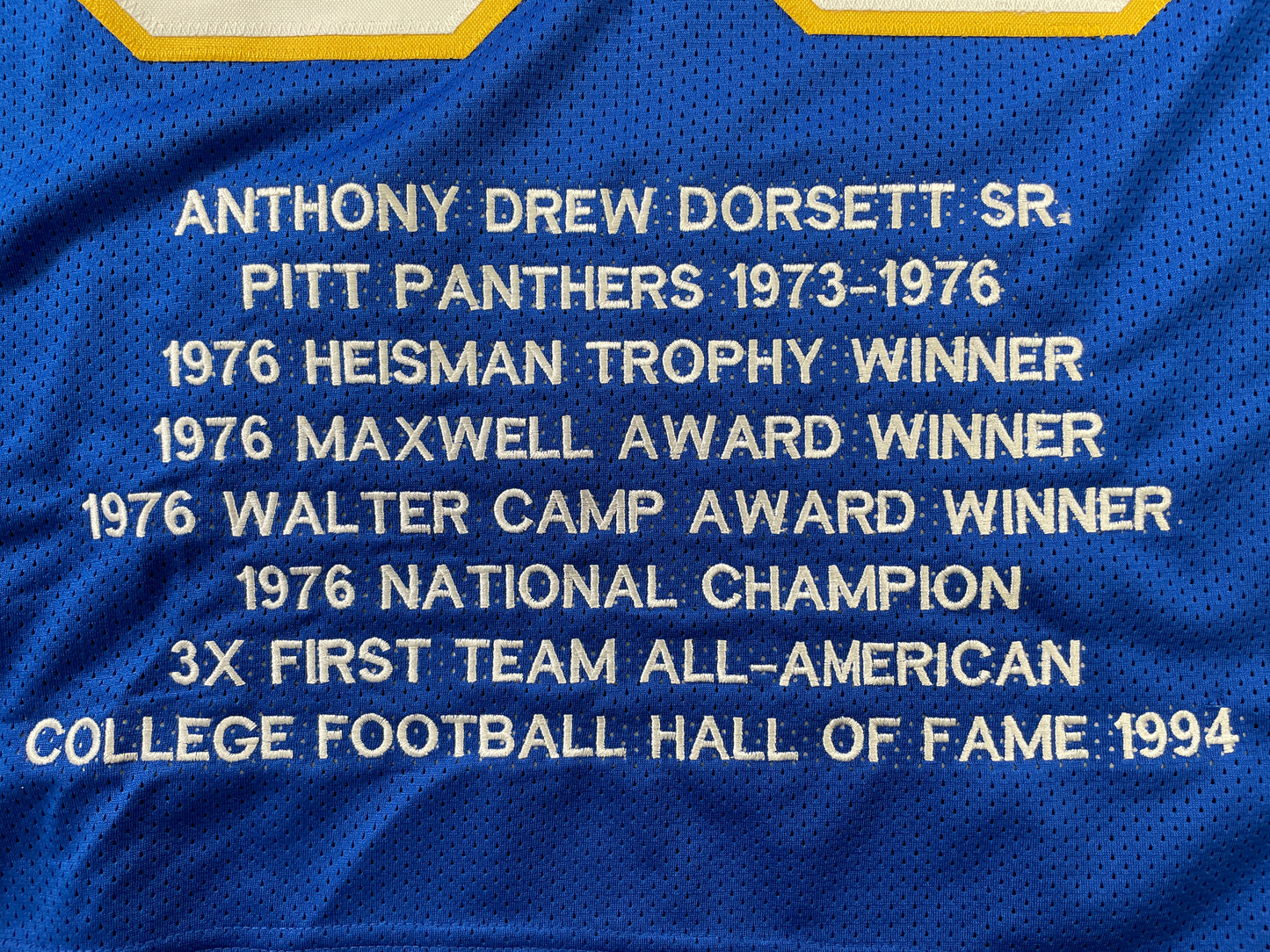TONY DORSETT PITT PANTHERS SIGNED STAT JERSEY Dallas Cowboys XL JSA COA