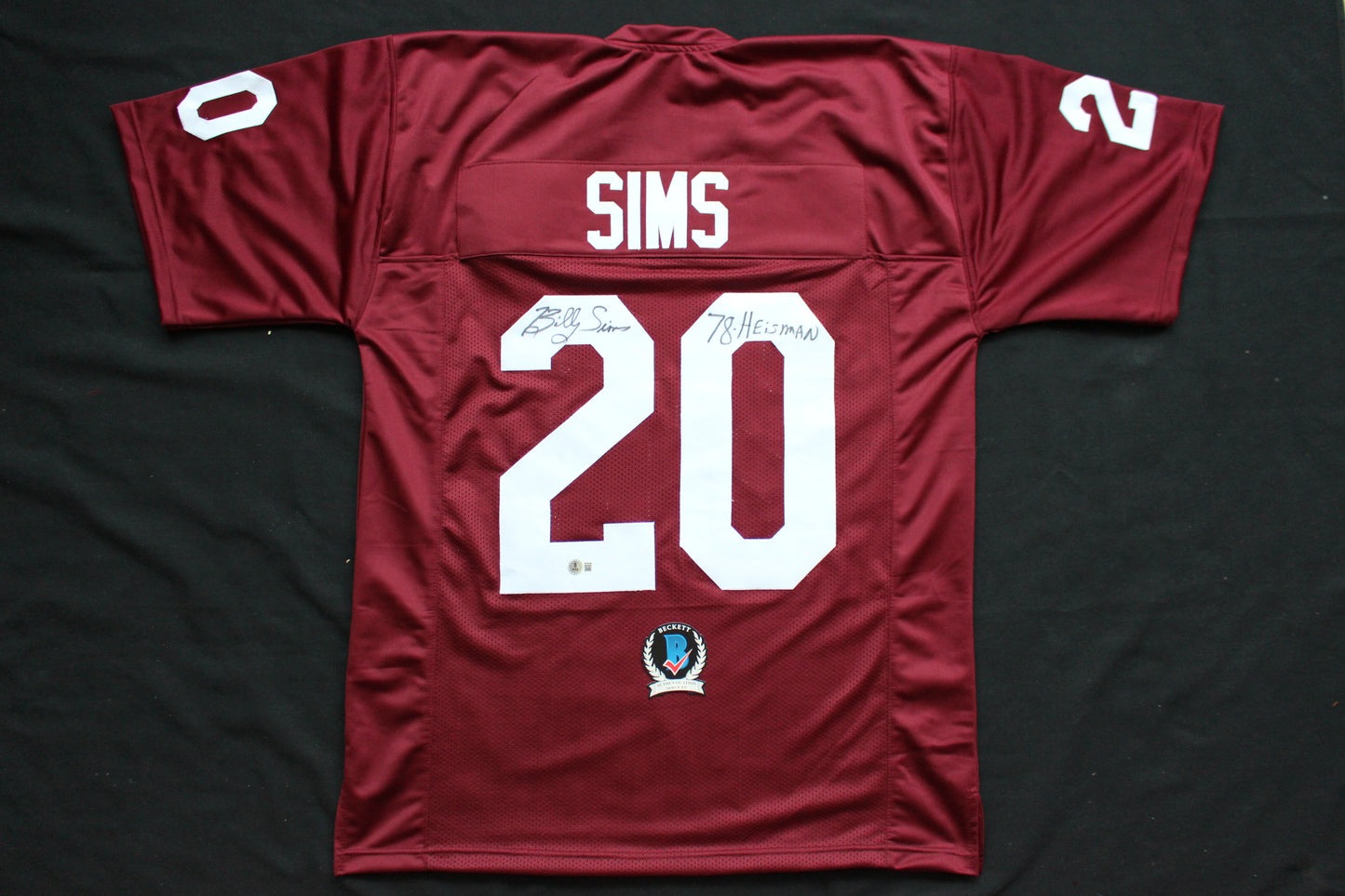 BILLY SIMS OKLAHOMA OU SOONERS SIGNED JERSEY w/78 HEISMAN Detroit Lions BAS