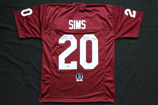 BILLY SIMS OKLAHOMA OU SOONERS SIGNED JERSEY w/78 HEISMAN Detroit Lions BAS