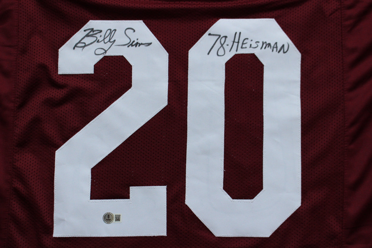 BILLY SIMS OKLAHOMA OU SOONERS SIGNED JERSEY w/78 HEISMAN Detroit Lions BAS