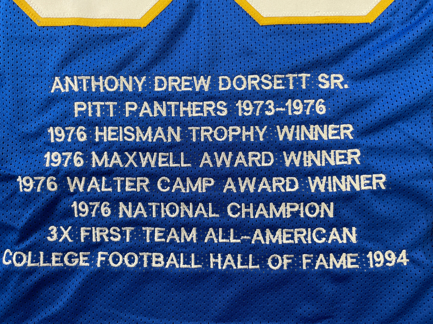 TONY DORSETT PITT PANTHERS SIGNED STAT JERSEY Dallas Cowboys XL JSA COA
