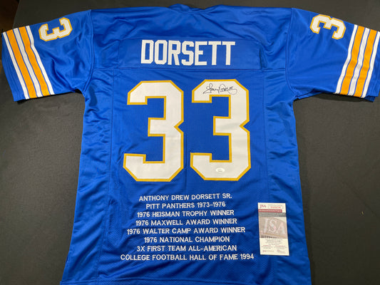 TONY DORSETT PITT PANTHERS SIGNED STAT JERSEY Dallas Cowboys XL JSA COA