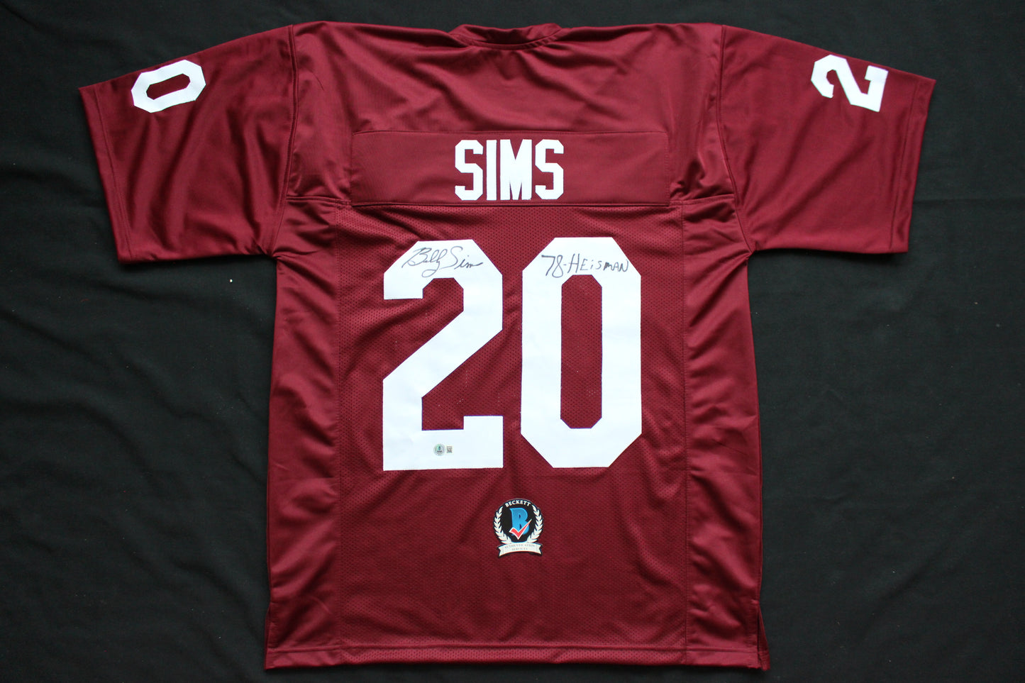 BILLY SIMS OKLAHOMA OU SOONERS SIGNED JERSEY w/78 HEISMAN Detroit Lions BAS
