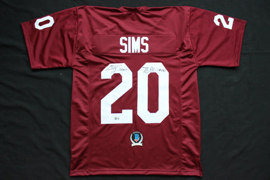 BILLY SIMS OKLAHOMA OU SOONERS SIGNED JERSEY w/78 HEISMAN Detroit Lions BAS