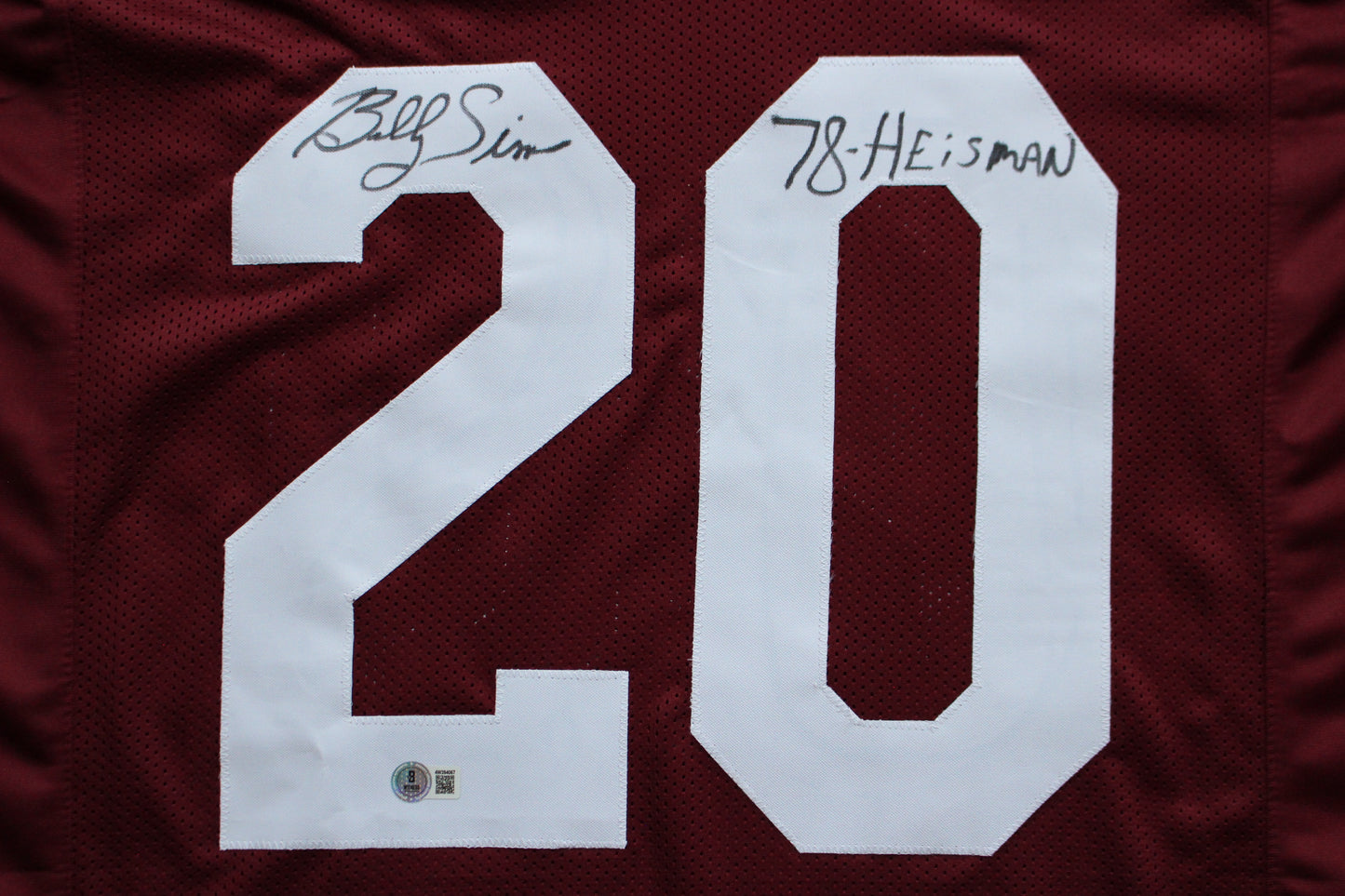 BILLY SIMS OKLAHOMA OU SOONERS SIGNED JERSEY w/78 HEISMAN Detroit Lions BAS