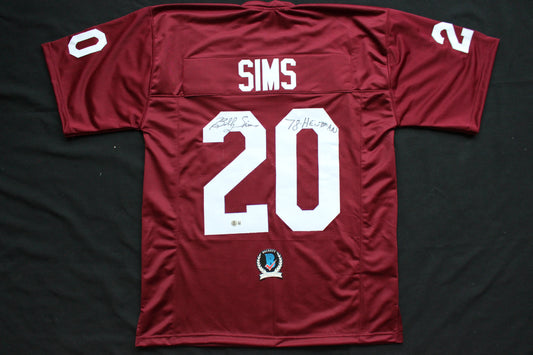 BILLY SIMS OKLAHOMA OU SOONERS SIGNED JERSEY w/78 HEISMAN Detroit Lions BAS