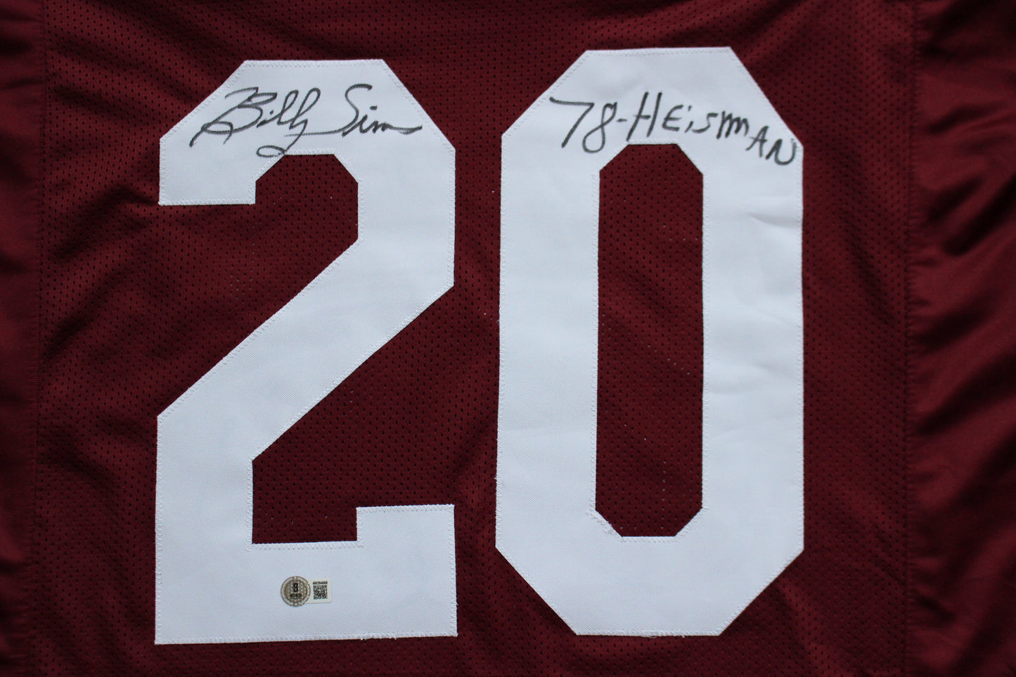 BILLY SIMS OKLAHOMA OU SOONERS SIGNED JERSEY w/78 HEISMAN Detroit Lions BAS