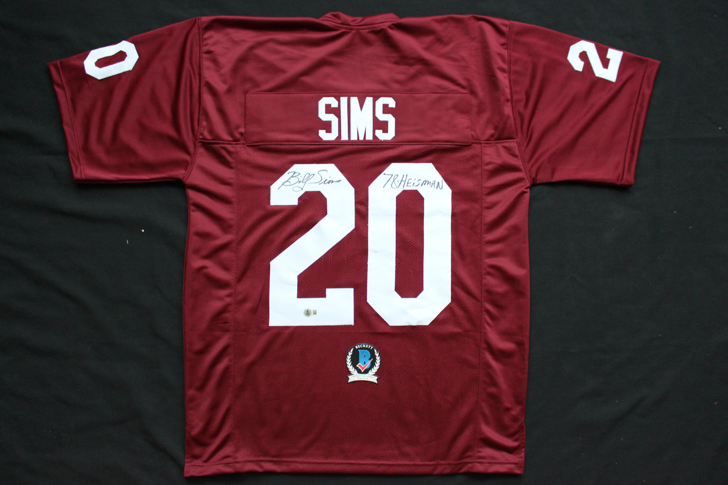 BILLY SIMS OKLAHOMA OU SOONERS SIGNED JERSEY w/78 HEISMAN Detroit Lions BAS