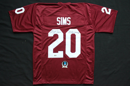 BILLY SIMS OKLAHOMA OU SOONERS SIGNED JERSEY w/78 HEISMAN Detroit Lions BAS