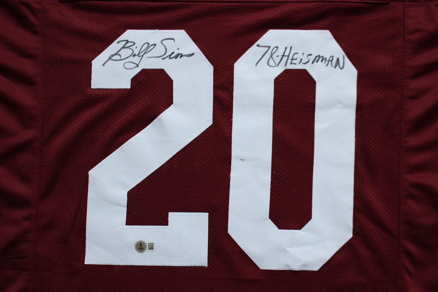 BILLY SIMS OKLAHOMA OU SOONERS SIGNED JERSEY w/78 HEISMAN Detroit Lions BAS