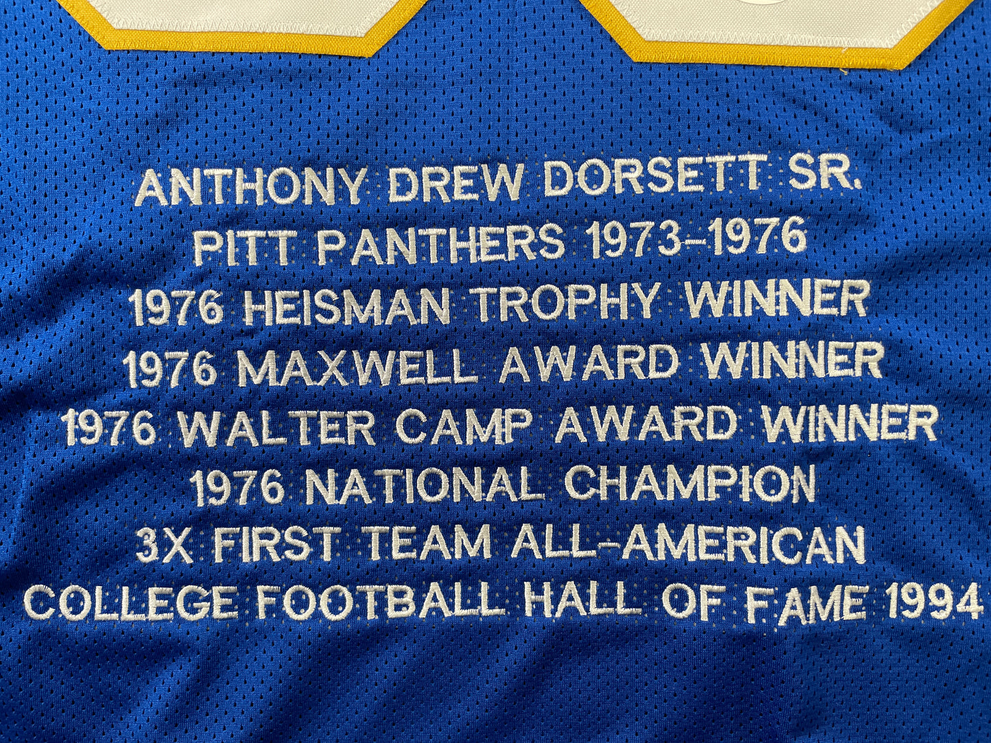 TONY DORSETT PITT PANTHERS SIGNED STAT JERSEY Dallas Cowboys XL JSA COA