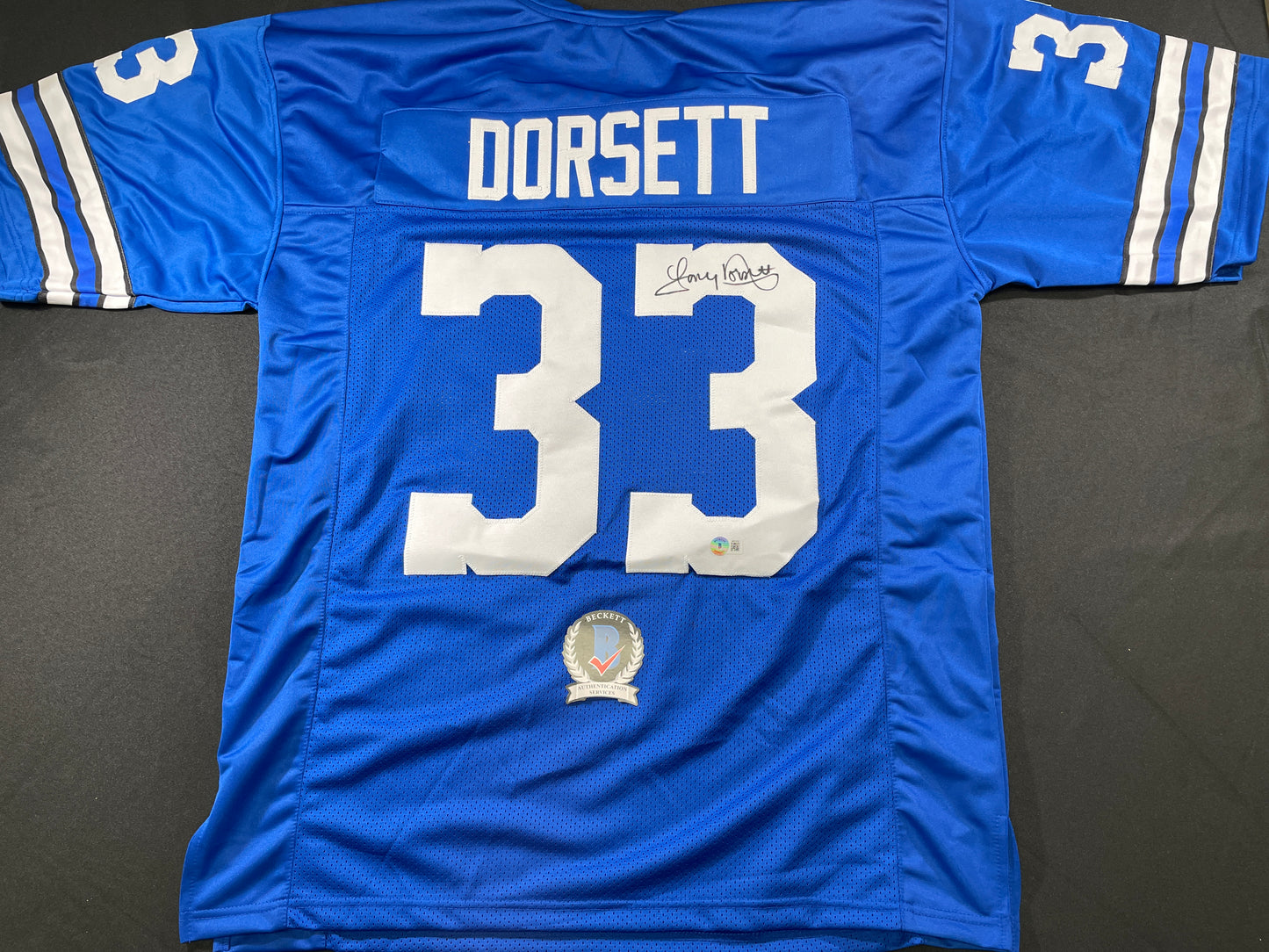 TONY DORSETT DALLAS COWBOYS SIGNED BLUE JERSEY Pitt Panthers BAS COA