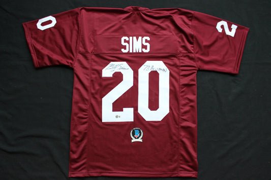 BILLY SIMS OKLAHOMA OU SOONERS SIGNED JERSEY w/78 HEISMAN Detroit Lions BAS