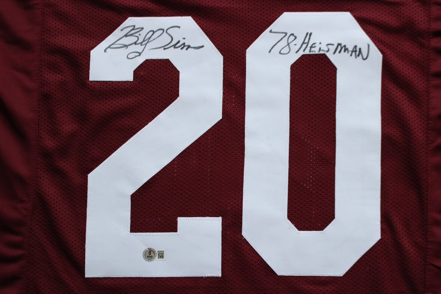 BILLY SIMS OKLAHOMA OU SOONERS SIGNED JERSEY w/78 HEISMAN Detroit Lions BAS