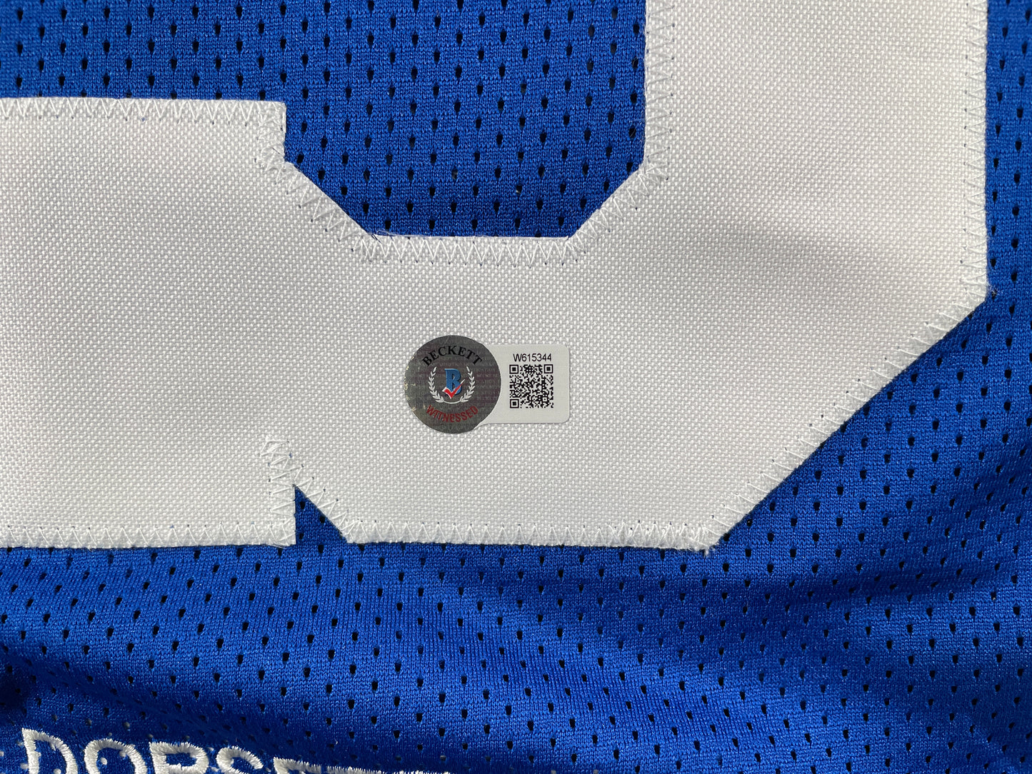 TONY DORSETT DALLAS COWBOYS SIGNED BLUE STAT JERSEY Pitt Panthers BAS COA