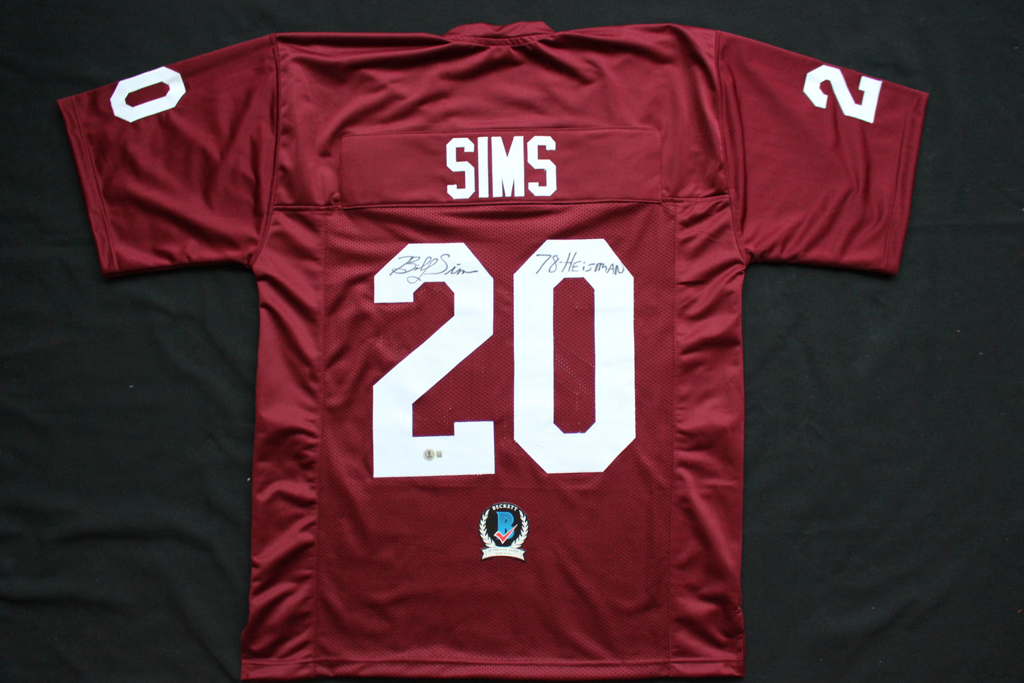 BILLY SIMS OKLAHOMA OU SOONERS SIGNED JERSEY w/78 HEISMAN Detroit Lions BAS