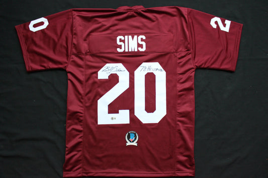 BILLY SIMS OKLAHOMA OU SOONERS SIGNED JERSEY w/78 HEISMAN Detroit Lions BAS