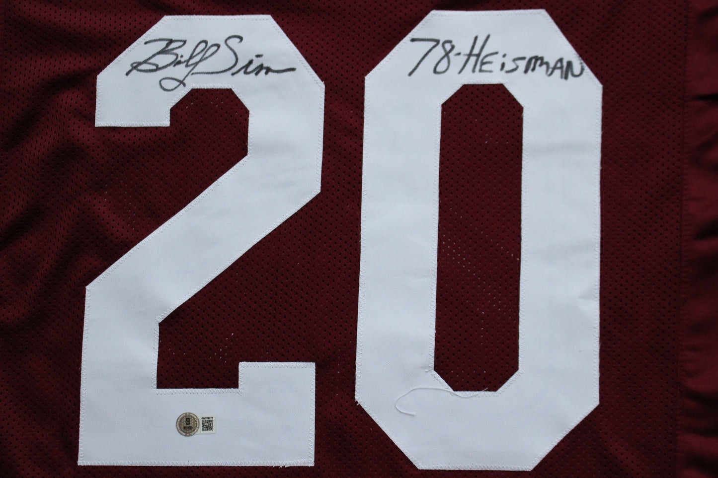 BILLY SIMS OKLAHOMA OU SOONERS SIGNED JERSEY w/78 HEISMAN Detroit Lions BAS