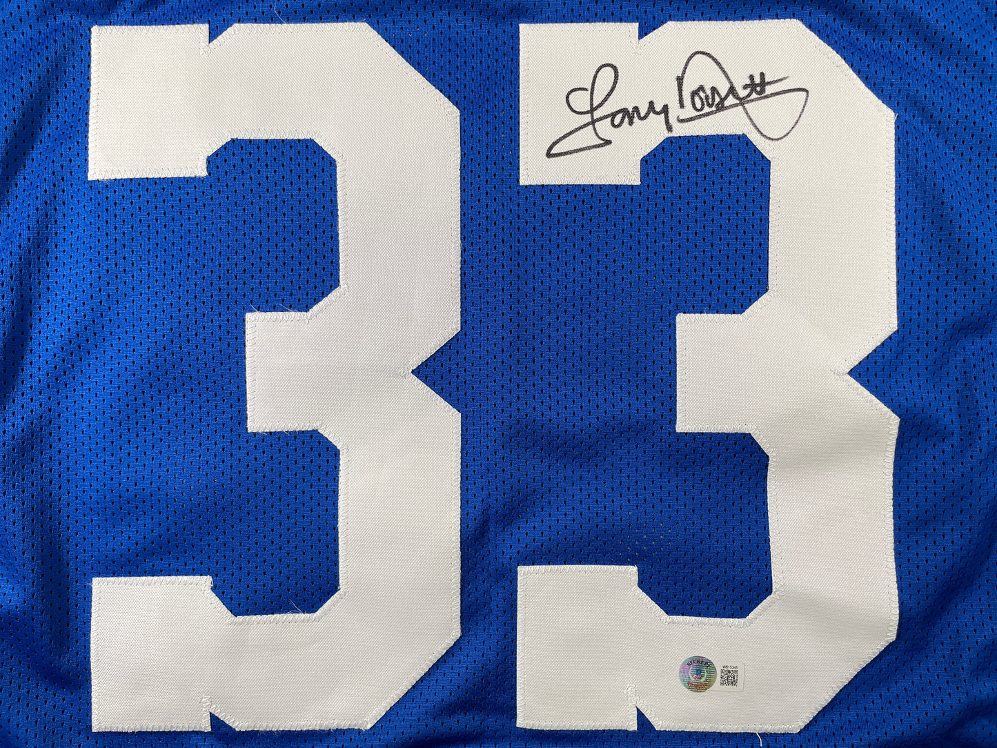 TONY DORSETT DALLAS COWBOYS SIGNED BLUE STAT JERSEY Pitt Panthers BAS COA