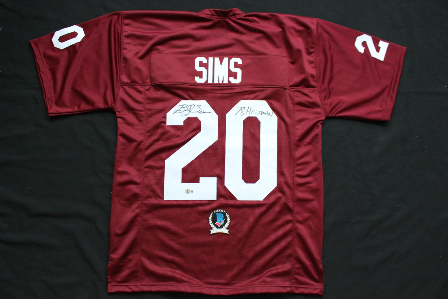 BILLY SIMS OKLAHOMA OU SOONERS SIGNED JERSEY w/78 HEISMAN Detroit Lions BAS
