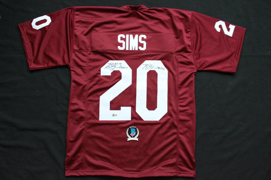 BILLY SIMS OKLAHOMA OU SOONERS SIGNED JERSEY w/78 HEISMAN Detroit Lions BAS