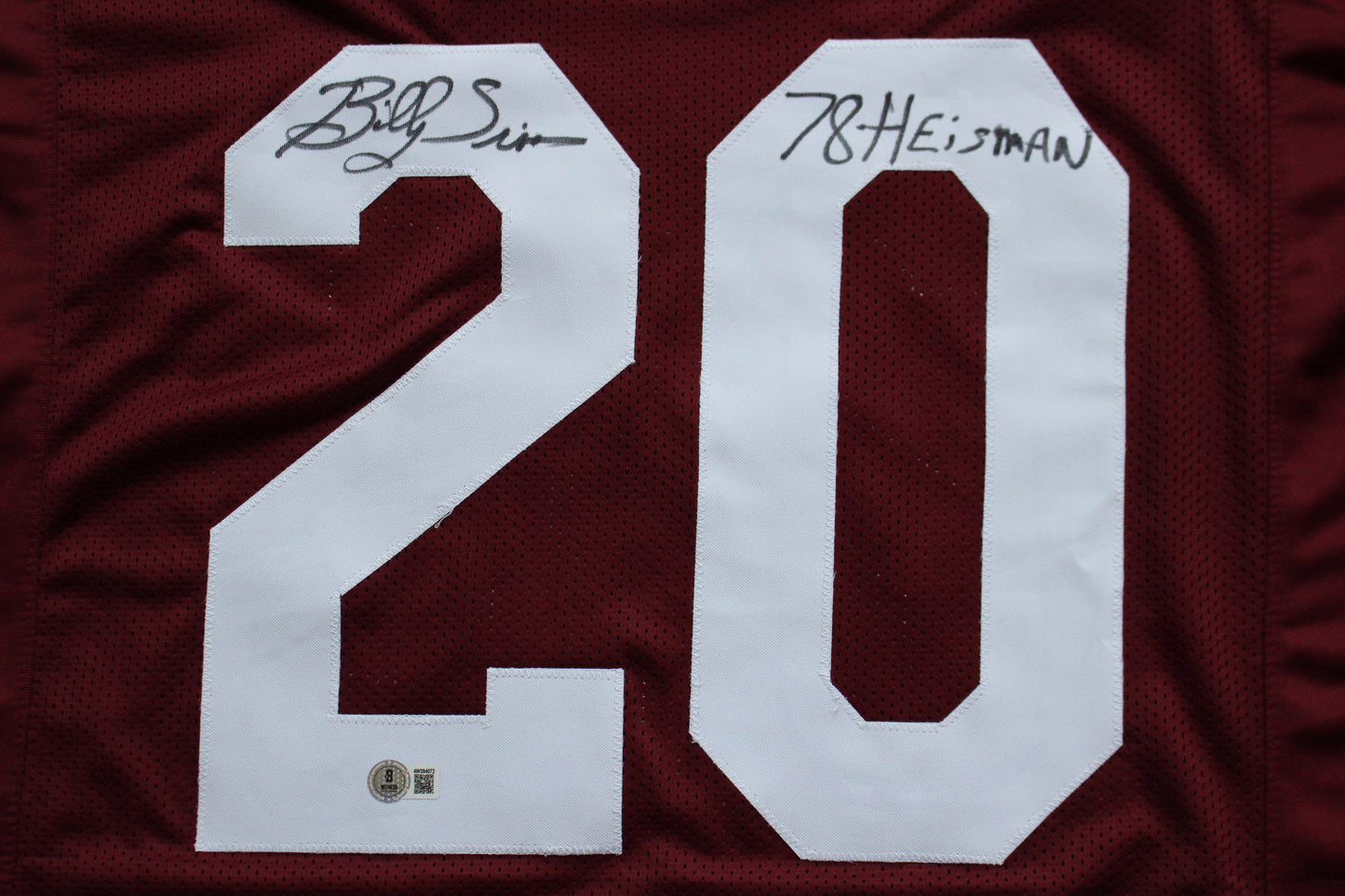 BILLY SIMS OKLAHOMA OU SOONERS SIGNED JERSEY w/78 HEISMAN Detroit Lions BAS