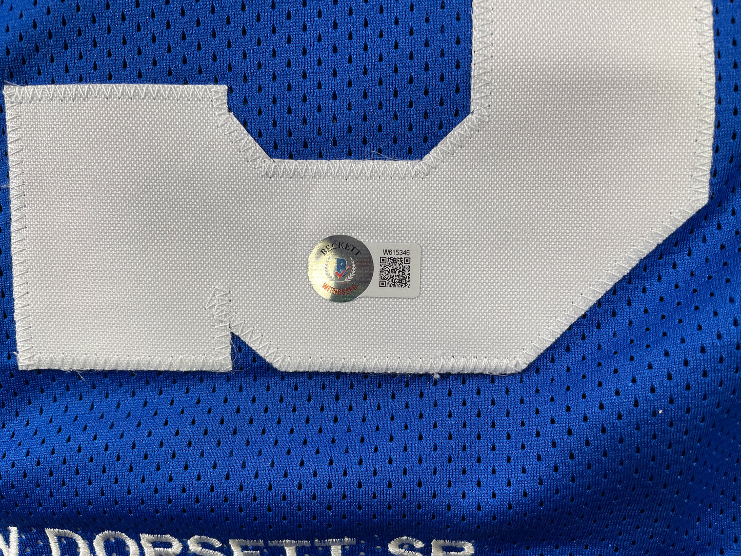 TONY DORSETT DALLAS COWBOYS SIGNED BLUE STAT JERSEY Pitt Panthers BAS COA