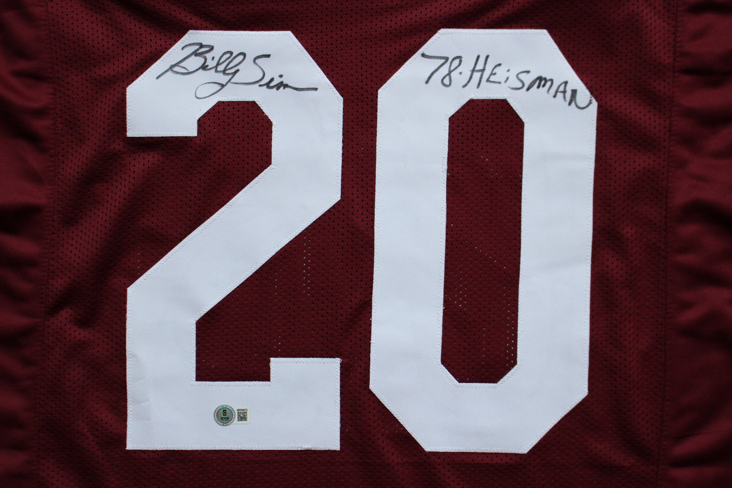 BILLY SIMS OKLAHOMA OU SOONERS SIGNED JERSEY w/78 HEISMAN Detroit Lions BAS