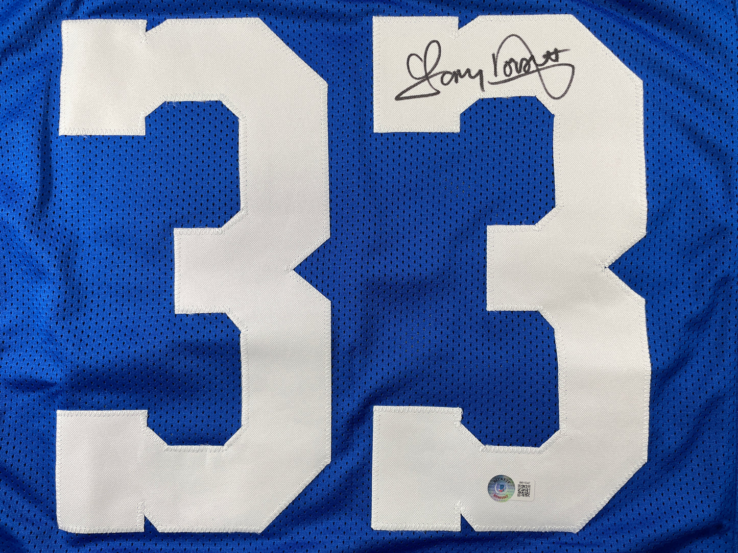 TONY DORSETT DALLAS COWBOYS SIGNED BLUE STAT JERSEY Pitt Panthers BAS COA