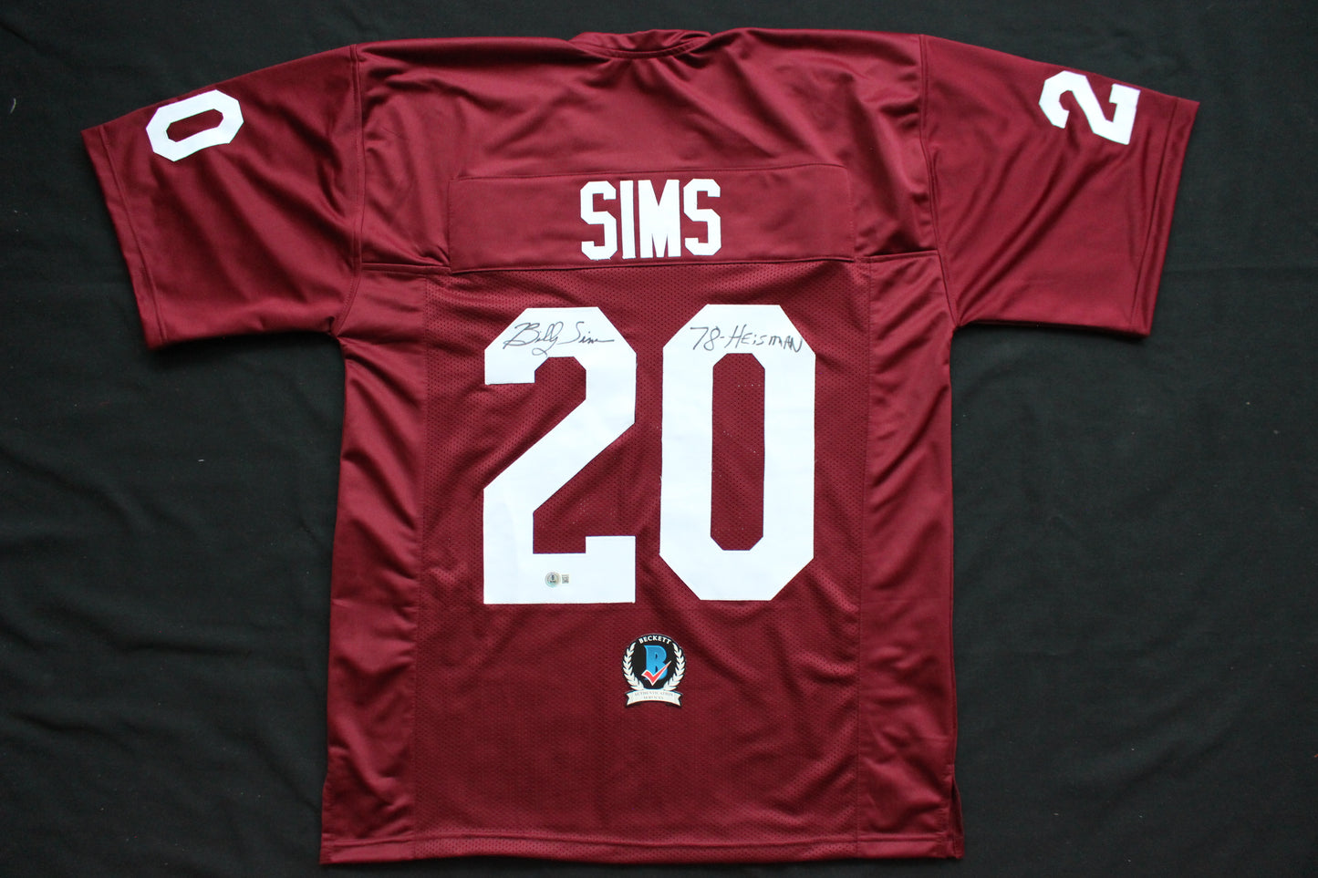 BILLY SIMS OKLAHOMA OU SOONERS SIGNED JERSEY w/78 HEISMAN Detroit Lions BAS