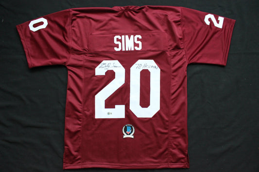 BILLY SIMS OKLAHOMA OU SOONERS SIGNED JERSEY w/78 HEISMAN Detroit Lions BAS