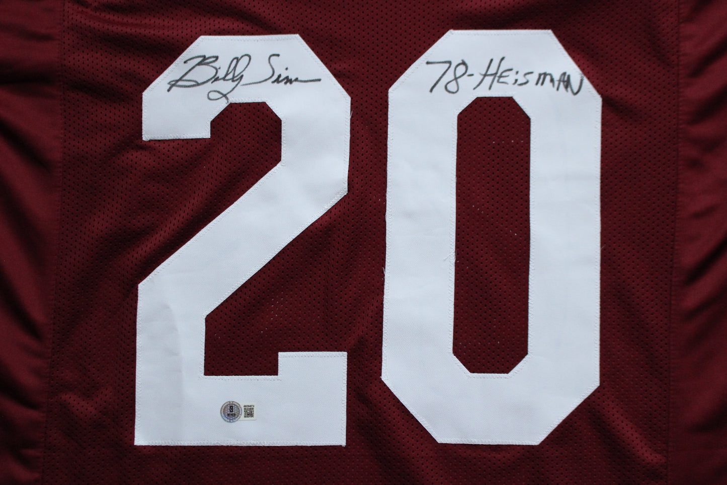 BILLY SIMS OKLAHOMA OU SOONERS SIGNED JERSEY w/78 HEISMAN Detroit Lions BAS