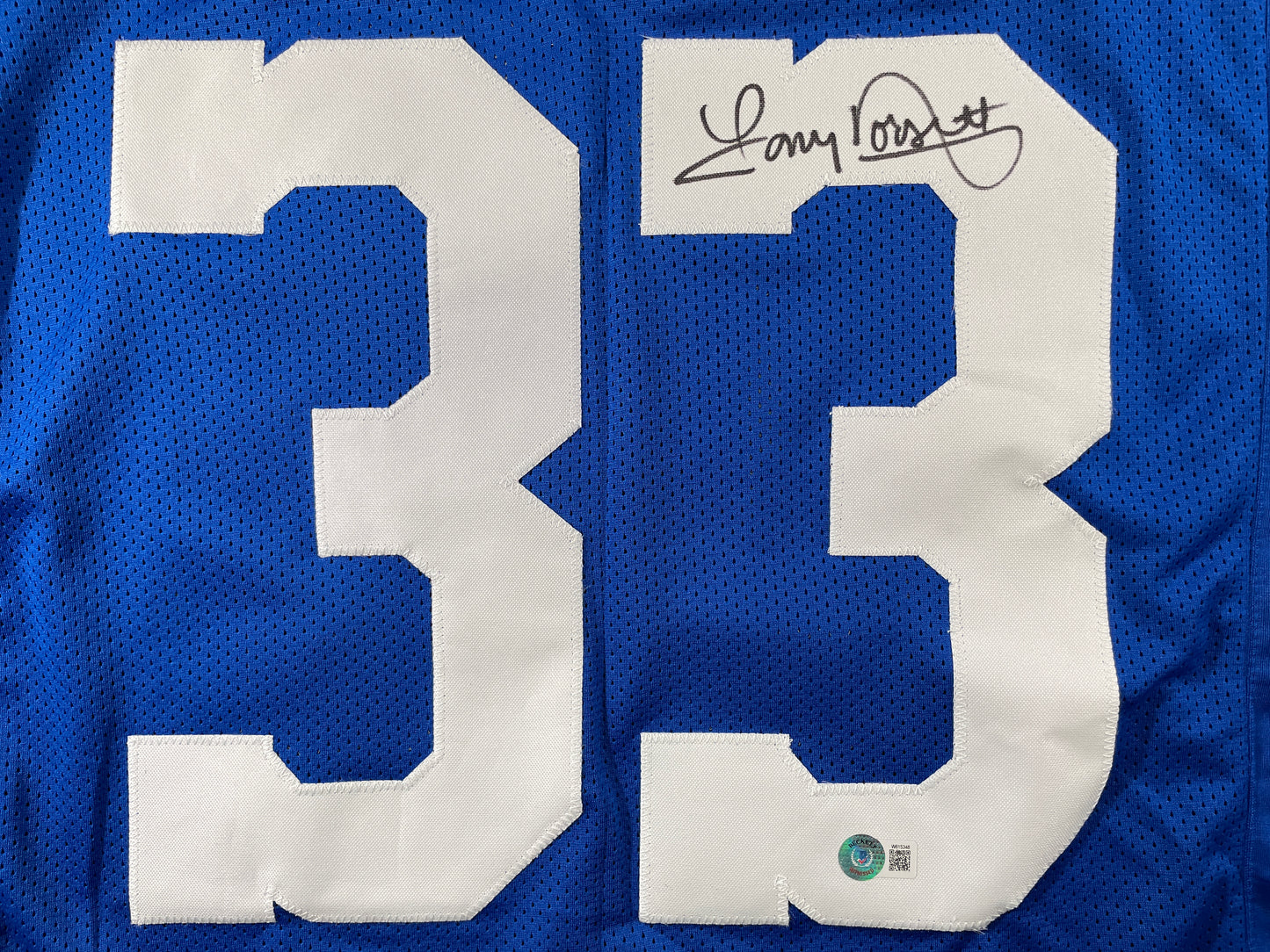 TONY DORSETT DALLAS COWBOYS SIGNED BLUE STAT JERSEY Pitt Panthers BAS COA