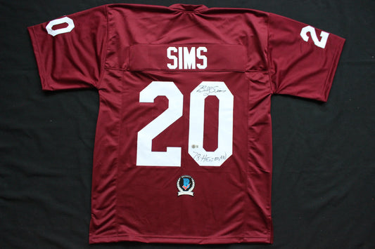 BILLY SIMS OKLAHOMA OU SOONERS SIGNED JERSEY w/78 HEISMAN Detroit Lions BAS