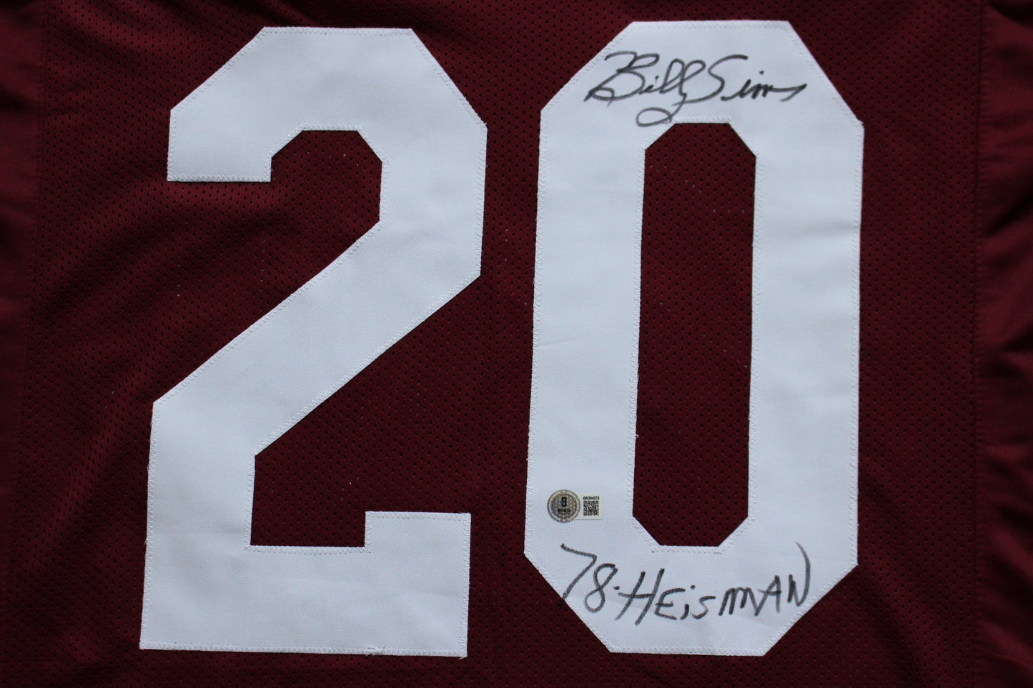 BILLY SIMS OKLAHOMA OU SOONERS SIGNED JERSEY w/78 HEISMAN Detroit Lions BAS
