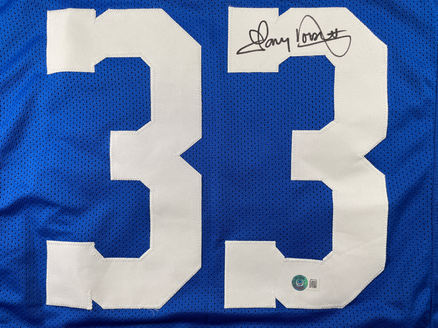 TONY DORSETT DALLAS COWBOYS SIGNED BLUE STAT JERSEY Pitt Panthers BAS COA