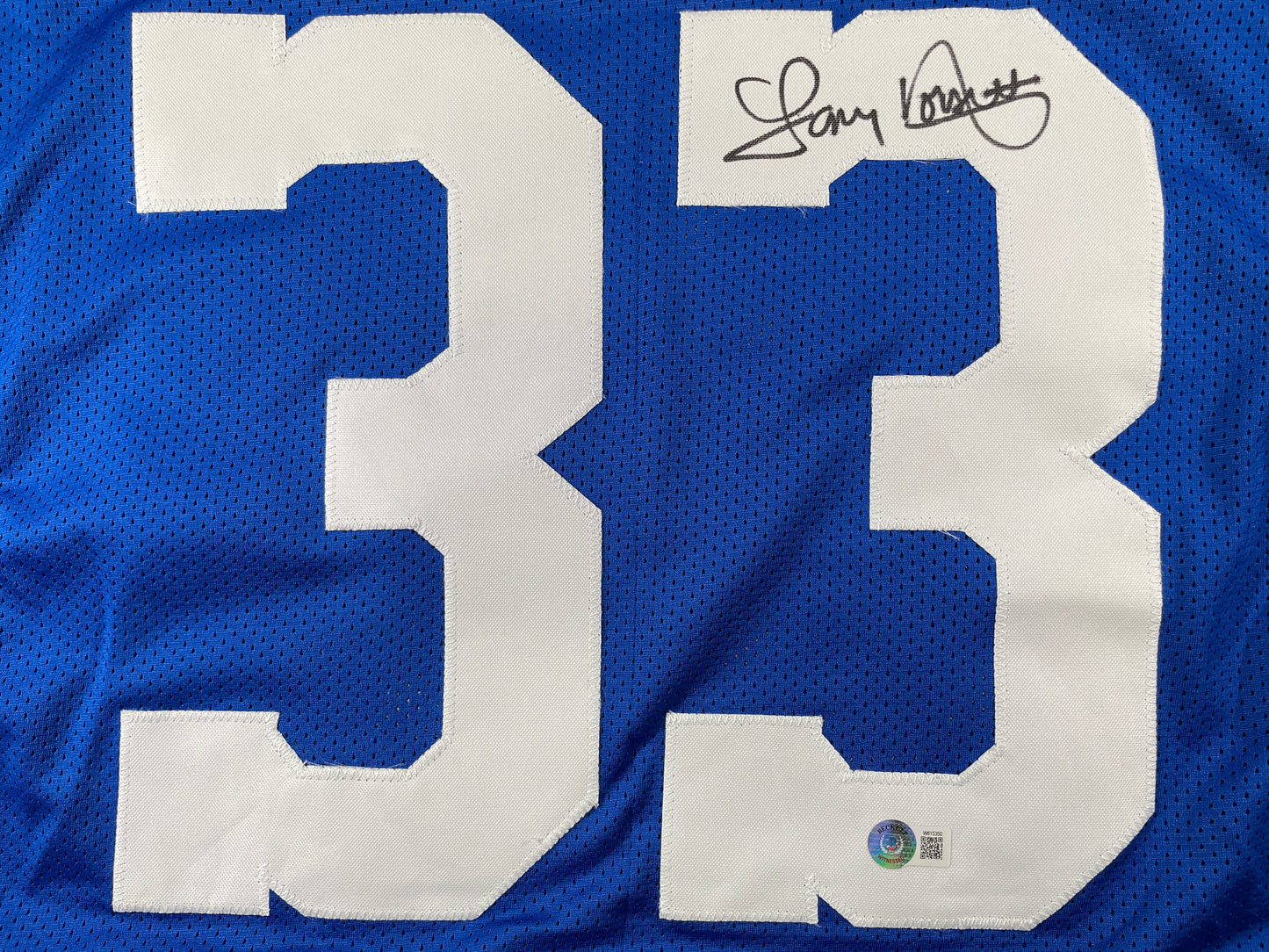 TONY DORSETT DALLAS COWBOYS SIGNED BLUE STAT JERSEY Pitt Panthers BAS COA