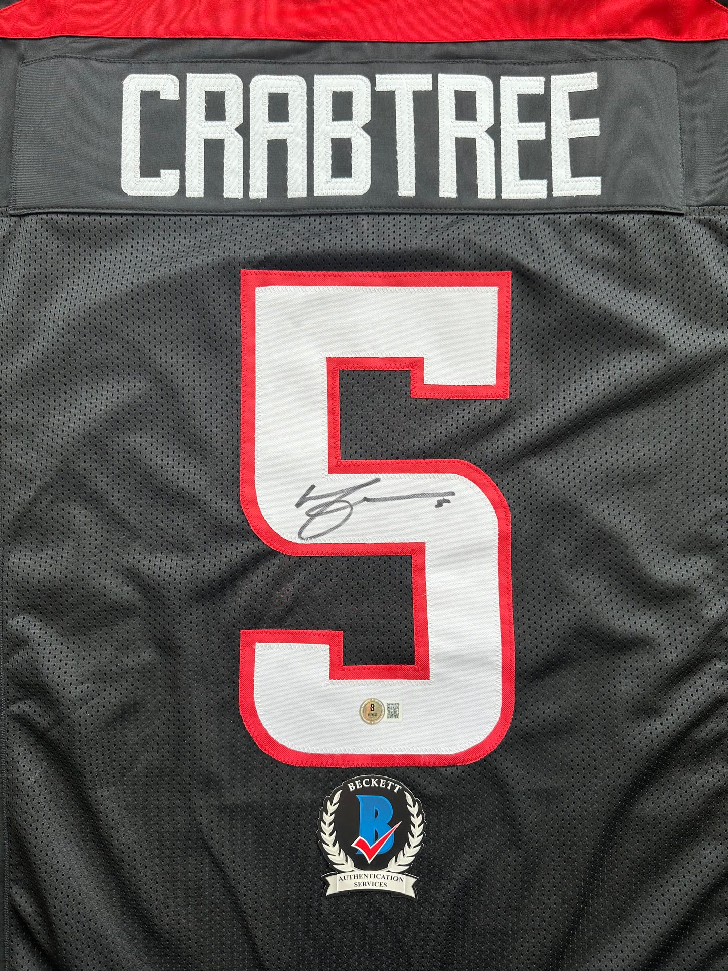 MICHAEL CRABTREE SIGNED RED AND BLACK JERSEY Texas Tech Raiders XL BAS