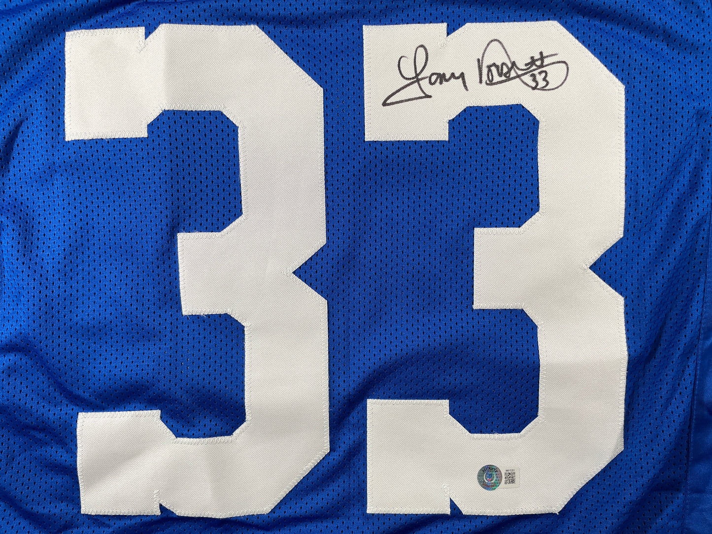 TONY DORSETT DALLAS COWBOYS SIGNED BLUE STAT JERSEY Pitt Panthers BAS COA