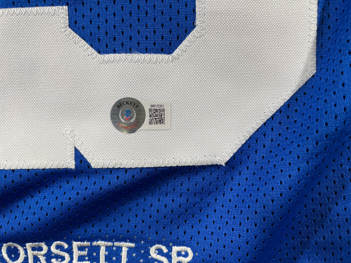 TONY DORSETT DALLAS COWBOYS SIGNED BLUE STAT JERSEY Pitt Panthers BAS COA