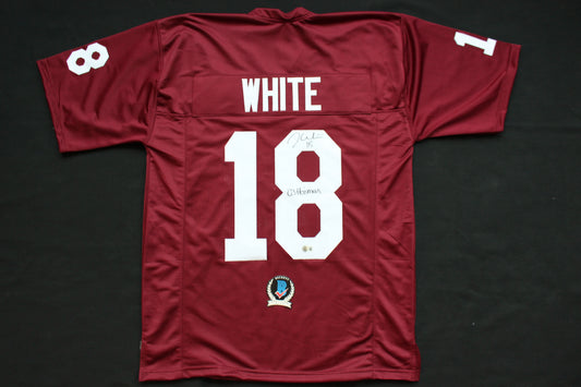 JASON WHITE OKLAHOMA OU SOONERS SIGNED JERSEY w/03 Heisman BAS COA
