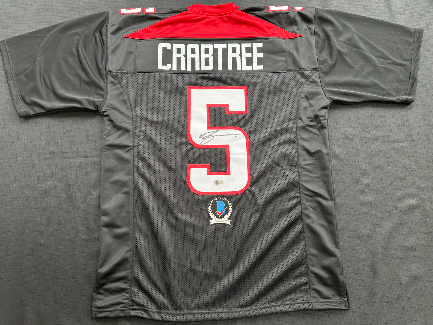 MICHAEL CRABTREE SIGNED RED AND BLACK JERSEY Texas Tech Raiders XL BAS