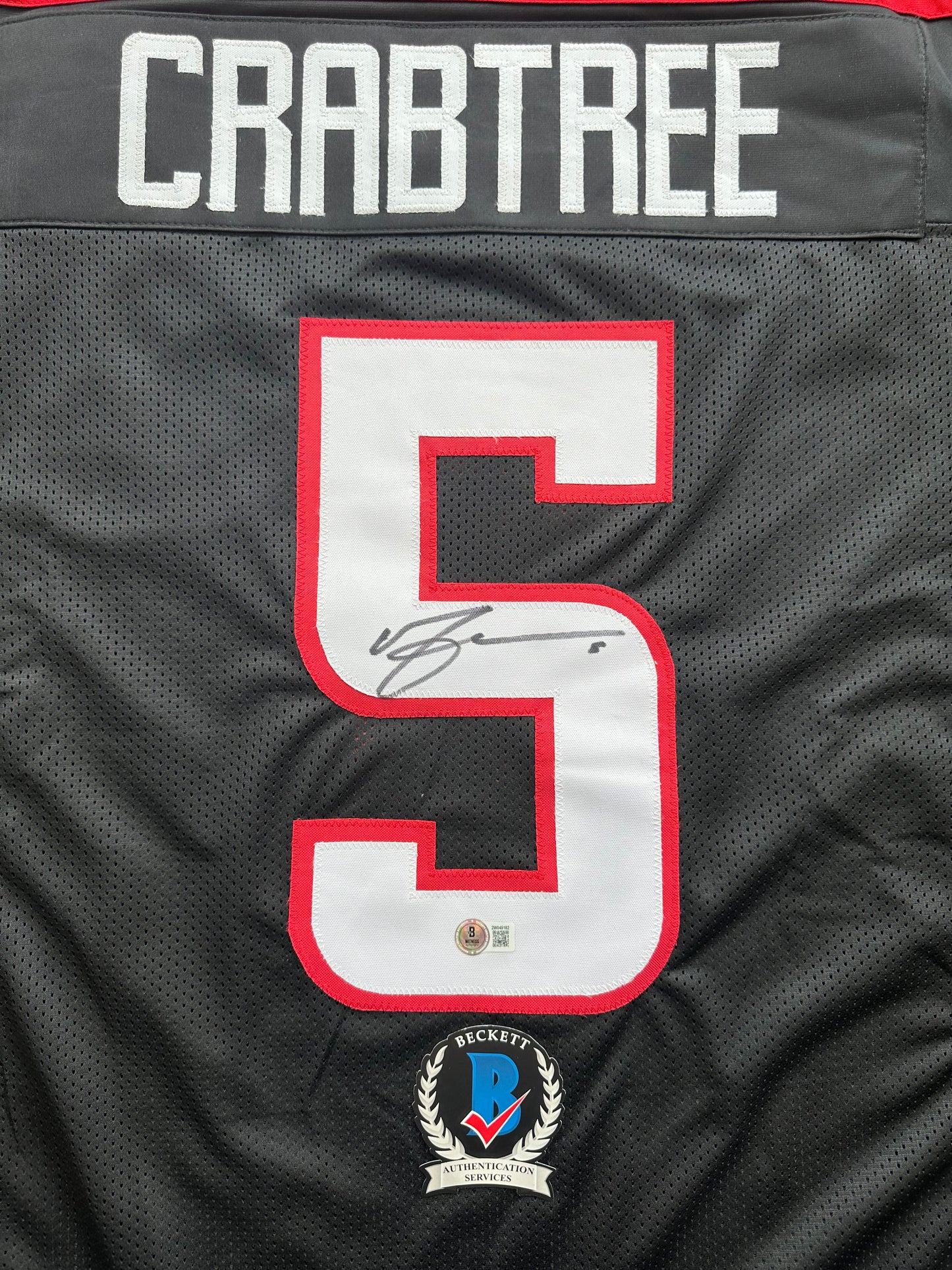 MICHAEL CRABTREE SIGNED RED AND BLACK JERSEY Texas Tech Raiders XL BAS