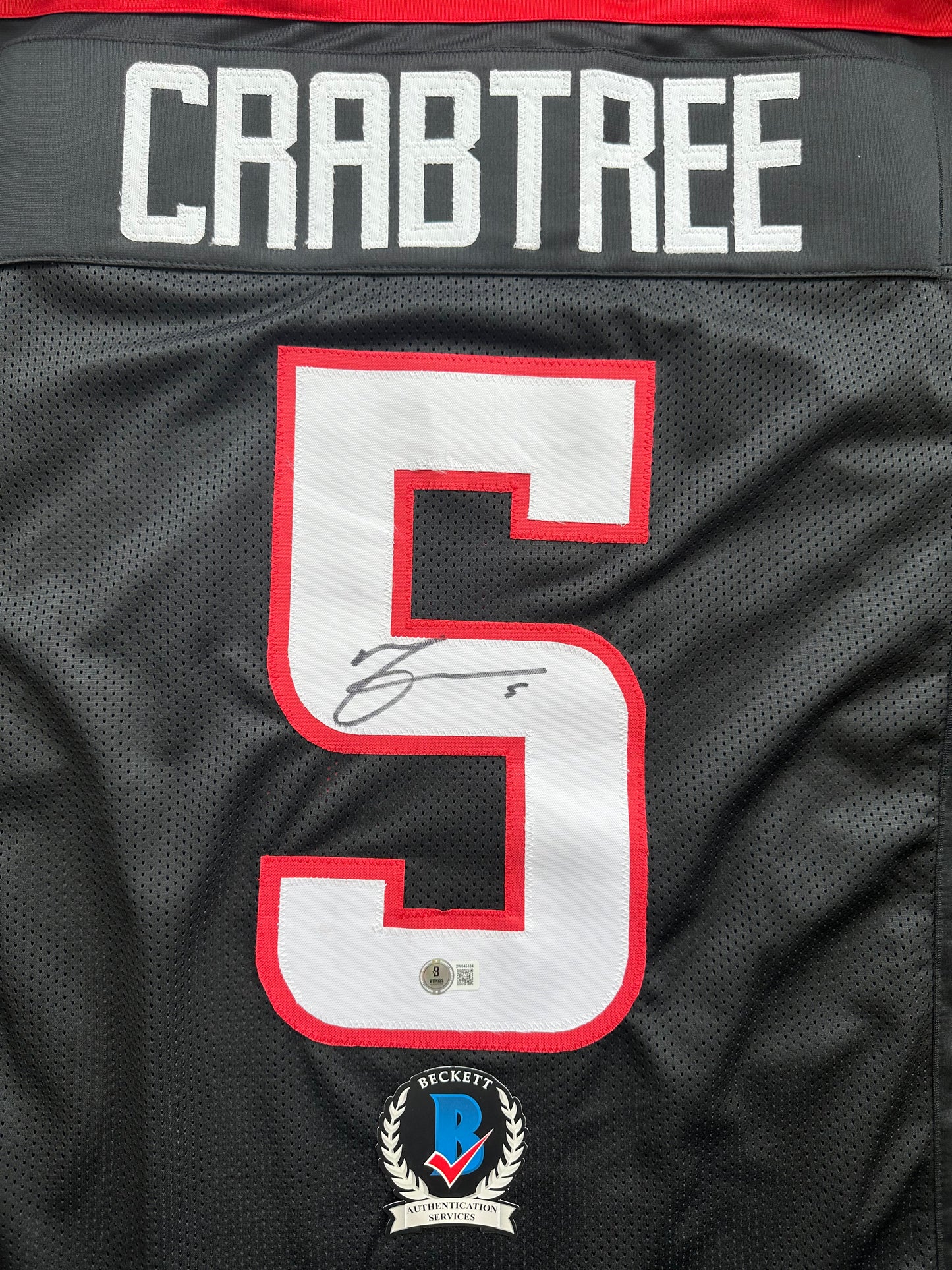 MICHAEL CRABTREE SIGNED RED AND BLACK JERSEY Texas Tech Raiders XL BAS